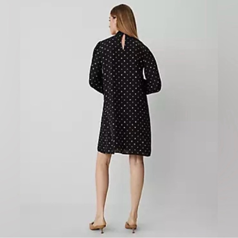 NWT Ann Taylor Black Diamond Shadows Mock Neck Shift Dress, M - Picture 2 of 8
